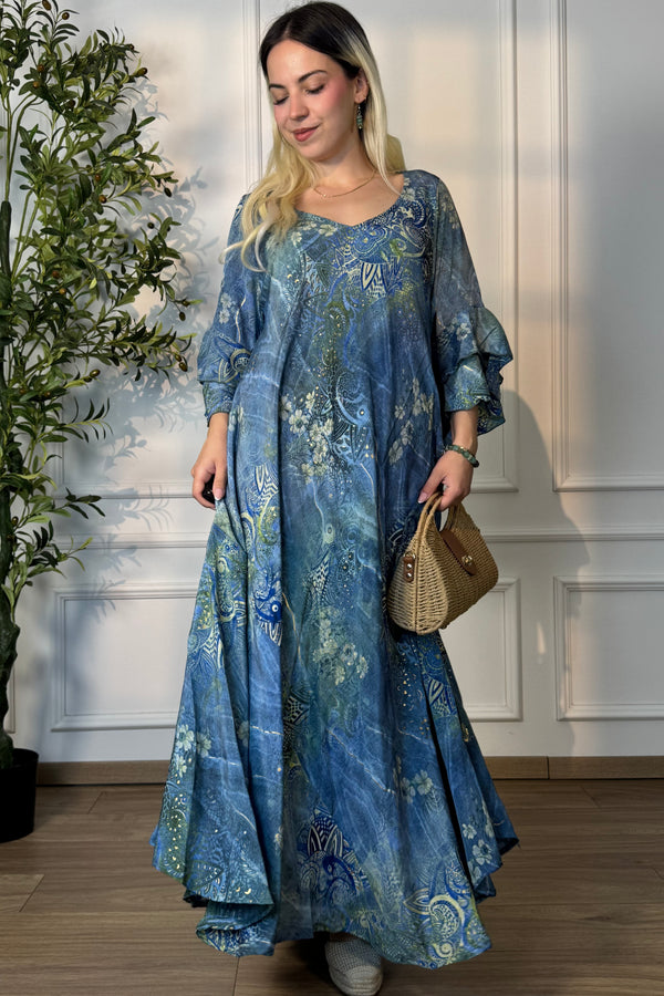 Rochie cu mâneci evazate, tip A-line
