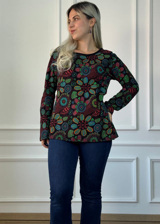 Top din bumbac cu decor floral