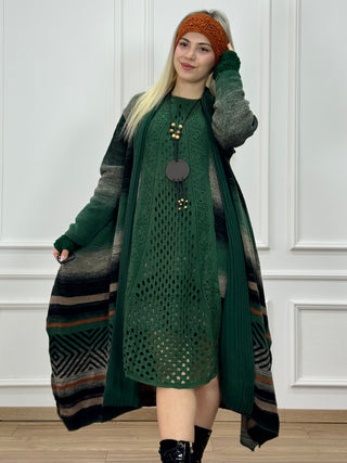 Rochie și jachetă tricotată din amestec de lână