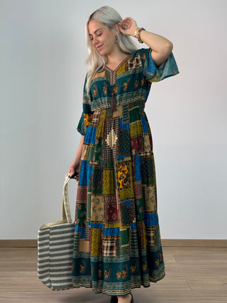 Rochie maxi din viscoză cu model