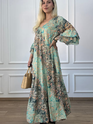 Rochie cu mâneci evazate, tip A-line