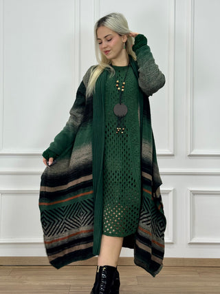 Rochie și jachetă tricotată din amestec de lână