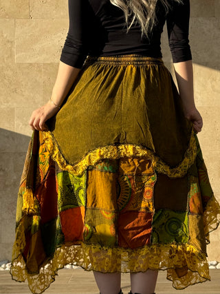 Fustă patchwork - Galbenă