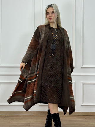 Rochie și jachetă tricotată din amestec de lână