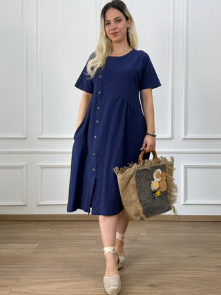 Rochie din bumbac cu nasturi