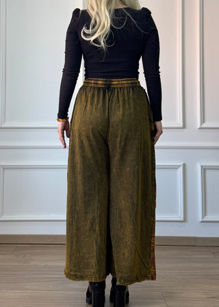 Pantaloni din bumbac cu decor floral