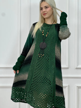 Rochie și jachetă tricotată din amestec de lână