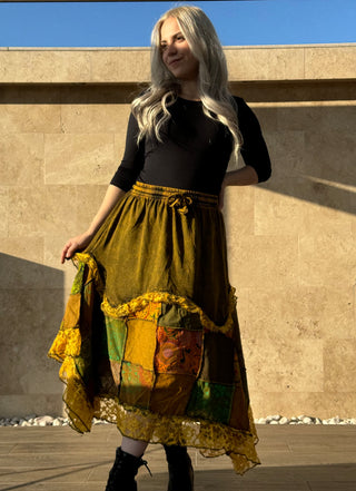 Fustă patchwork - Galbenă