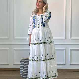 Rochie maxi brodată din bumbac