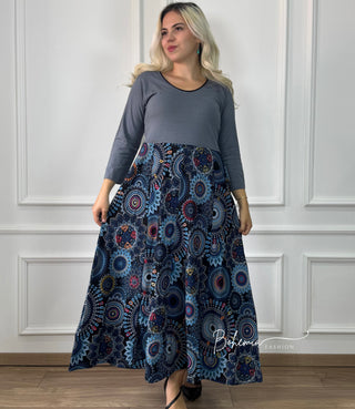 Rochie maxi cu partea superioară uni