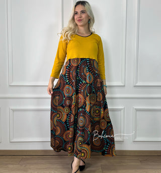 Rochie maxi cu partea superioară uni