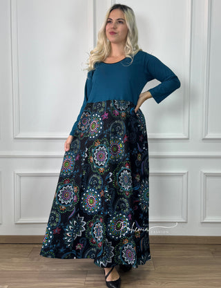Rochie maxi cu partea superioară uni