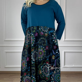 Rochie maxi cu partea superioară uni