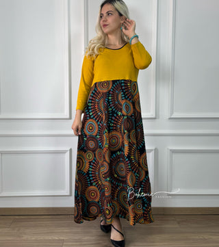 Rochie maxi cu partea superioară uni