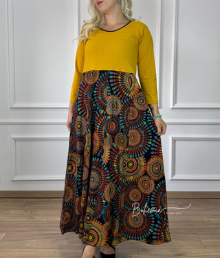 Rochie maxi cu partea superioară uni