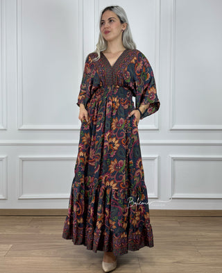 Rochie largă cu talie elastică din piele