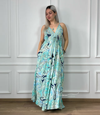 Rochie maxi cu spate plisat