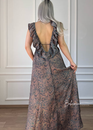Rochie maxi cu spate plisat