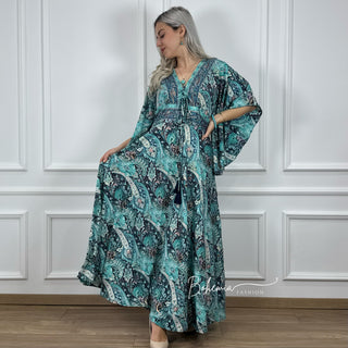 Rochie lungă indiană cu corset la piept