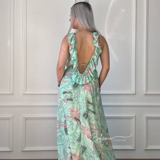 Rochie maxi cu spate plisat