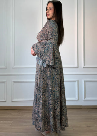 Rochie maxi cu mâneci evazate