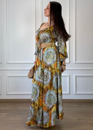 Rochie cu talie elastică, de purtat pe umeri