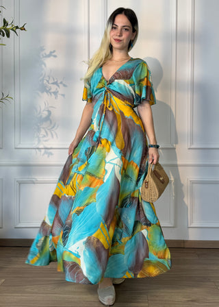 Rochie maxi cu decolteu în formă de inimă