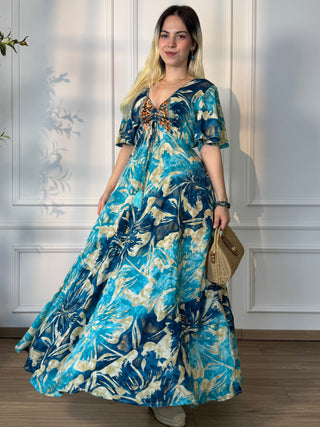 Rochie maxi cu decolteu în formă de inimă