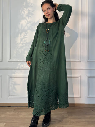Rochie lungă tricotată din amestec de lână
