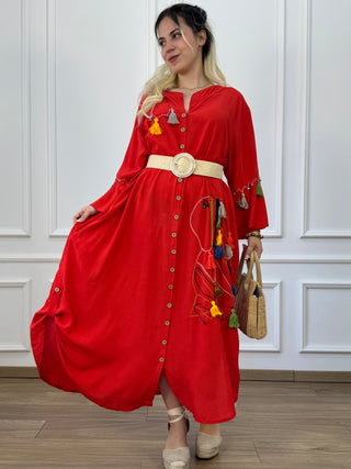Rochie cămașă boemă cu nasturi