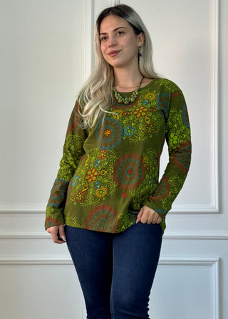Bluză cu model mandala și mentă