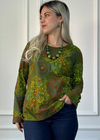 Bluză cu model mandala și mentă