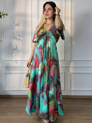 Rochie maxi cu decolteu în formă de inimă