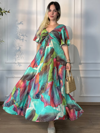 Rochie maxi cu decolteu în formă de inimă