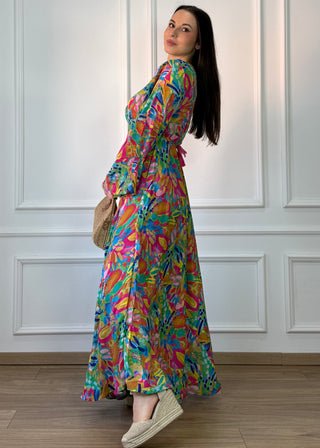Rochie indiană cu mâneci lungi