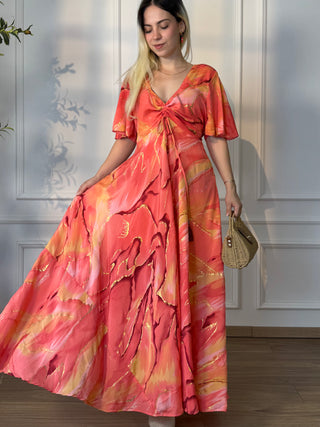 Rochie maxi cu decolteu în formă de inimă