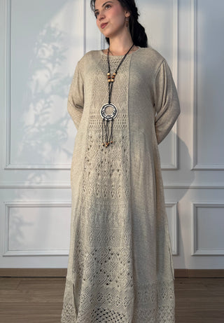 Rochie lungă tricotată din amestec de lână