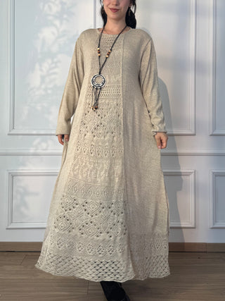 Rochie lungă tricotată din amestec de lână