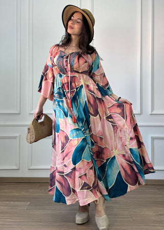Rochie cu talie elastică, de purtat pe umeri