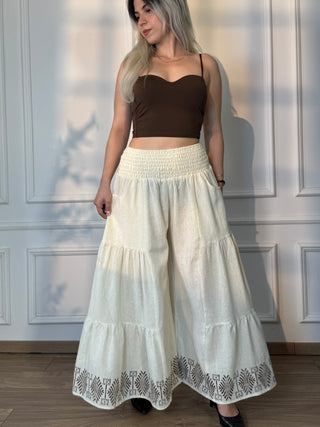 Pantaloni largi cu talie elastică