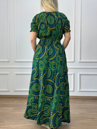 Rochie maxi din bumbac cu talie elastică