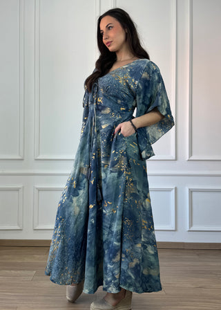 Rochie lungă indiană cu corset la piept