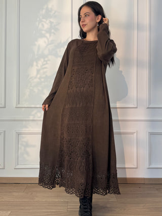Rochie lungă tricotată din amestec de lână