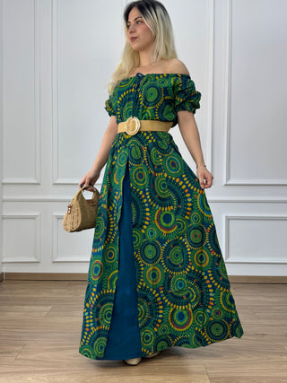Rochie maxi din bumbac cu talie elastică
