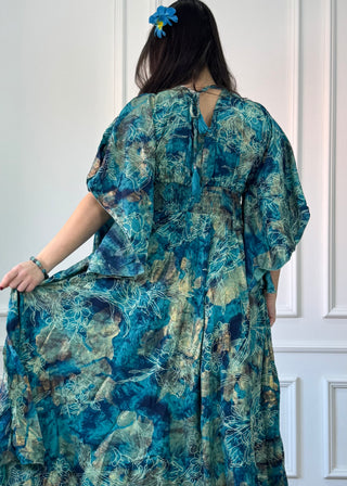 Rochie lungă indiană cu corset la piept