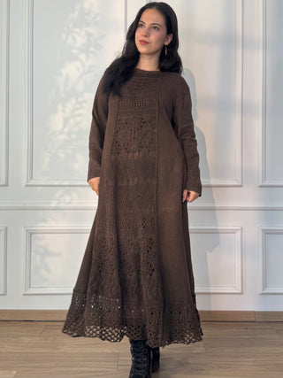 Rochie lungă tricotată din amestec de lână