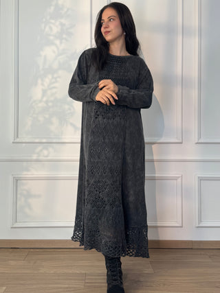 Rochie lungă tricotată din amestec de lână