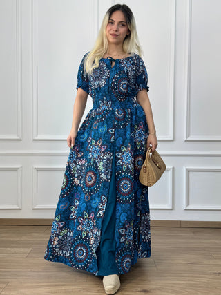 Rochie maxi din bumbac cu talie elastică