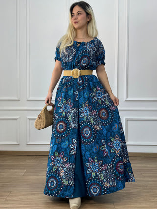 Rochie maxi din bumbac cu talie elastică