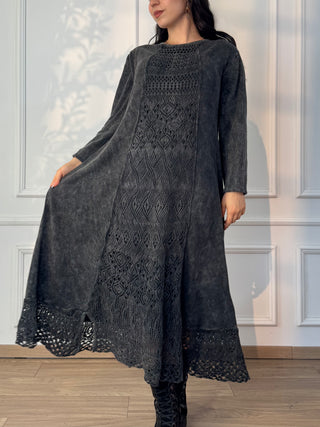 Rochie lungă tricotată din amestec de lână